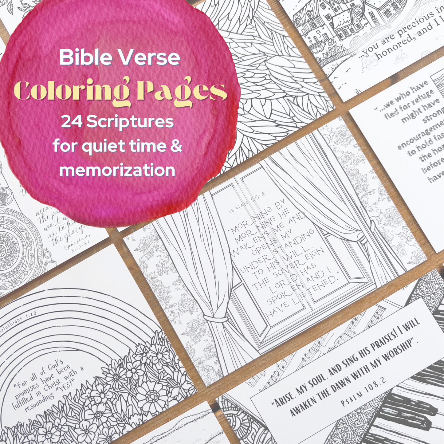 Bible Verse Coloring Postcards | Set of 24