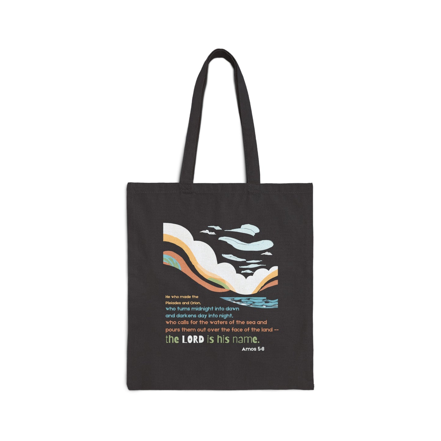 AMOS 5:8 YHWH Canvas Tote Bag (Two-Sided Design)