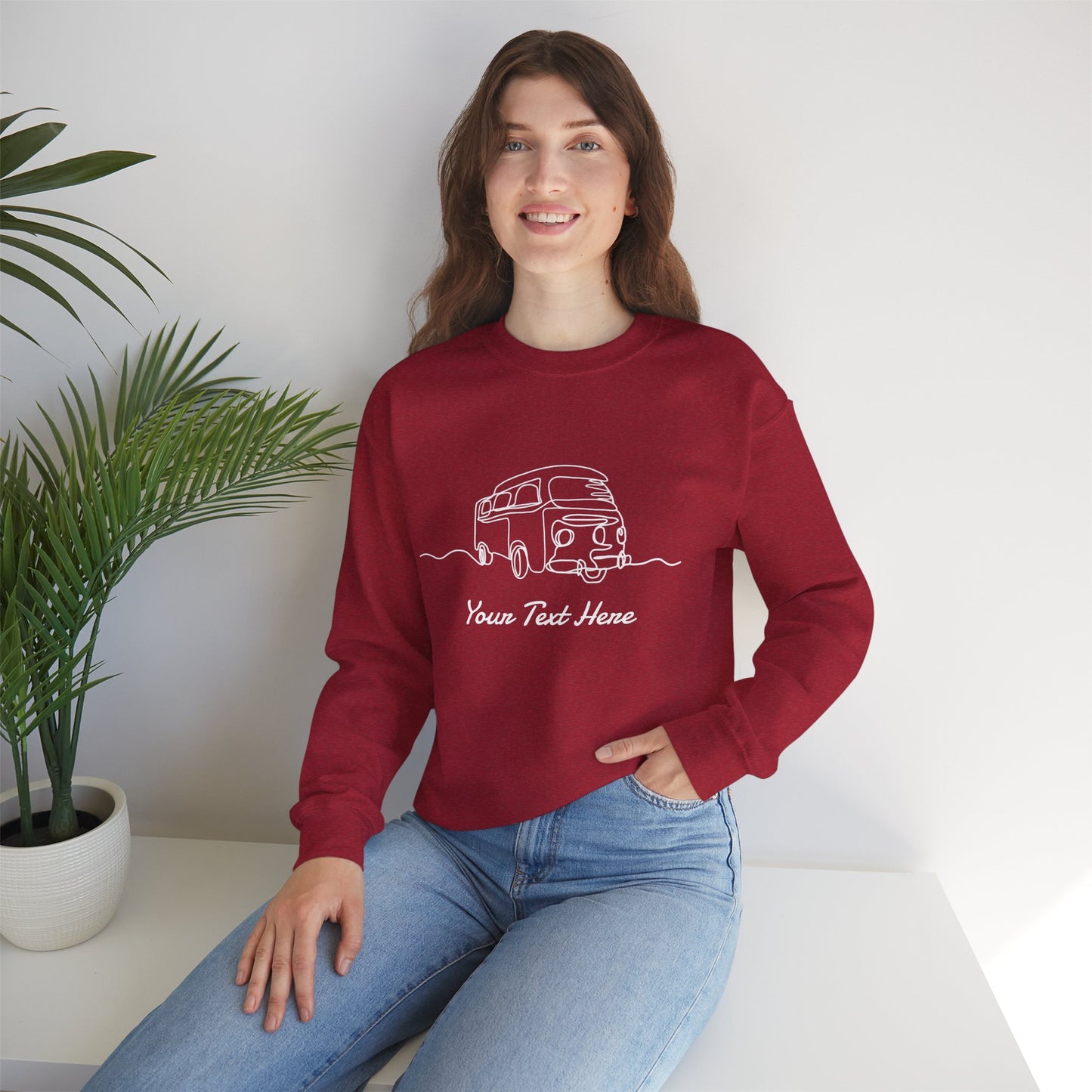 Custom Sweatshirt - Road Trip Vintage VW Bus