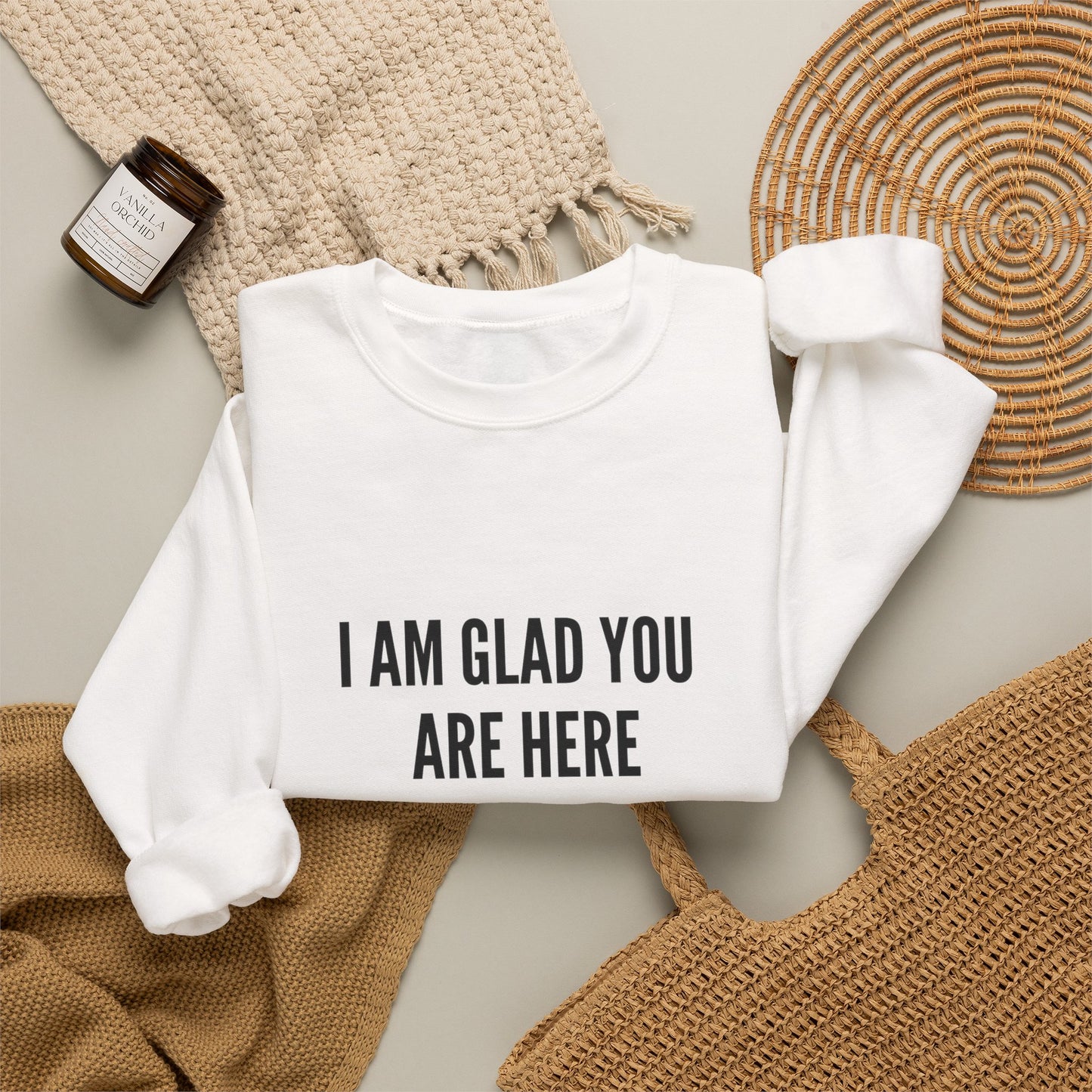 I Am Glad You Are Here Unisex Heavy Blend™ Crewneck Sweatshirt