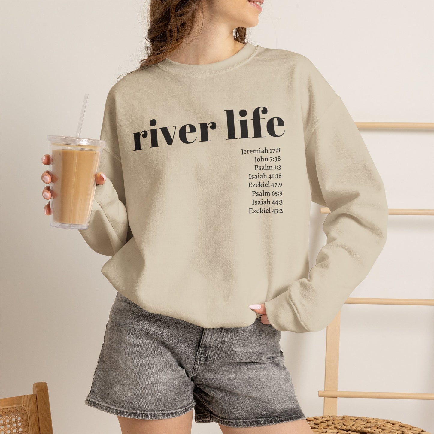 River Life - Scripture | Unisex Crewneck Pullover Sweatshirt