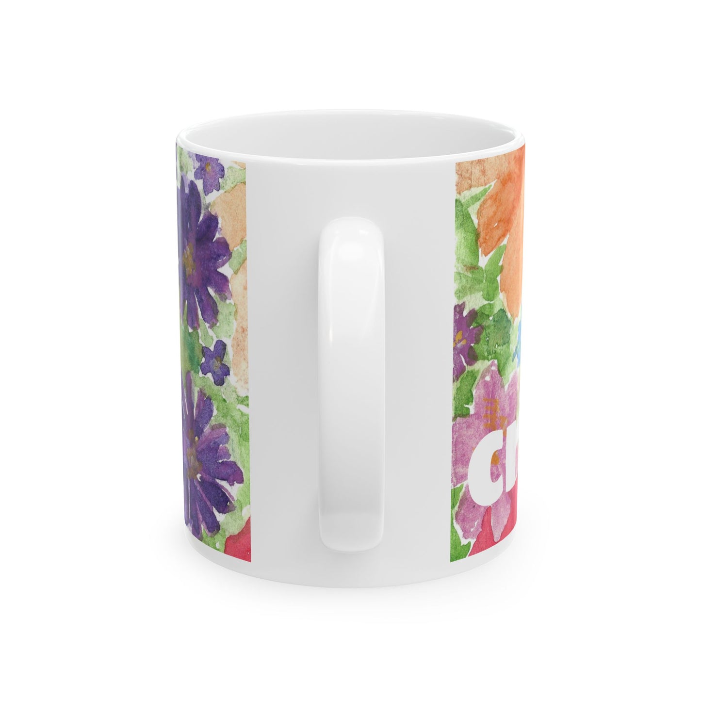 Vibrant Floral Ceramic Mug - 11oz - Original Art - Customizable