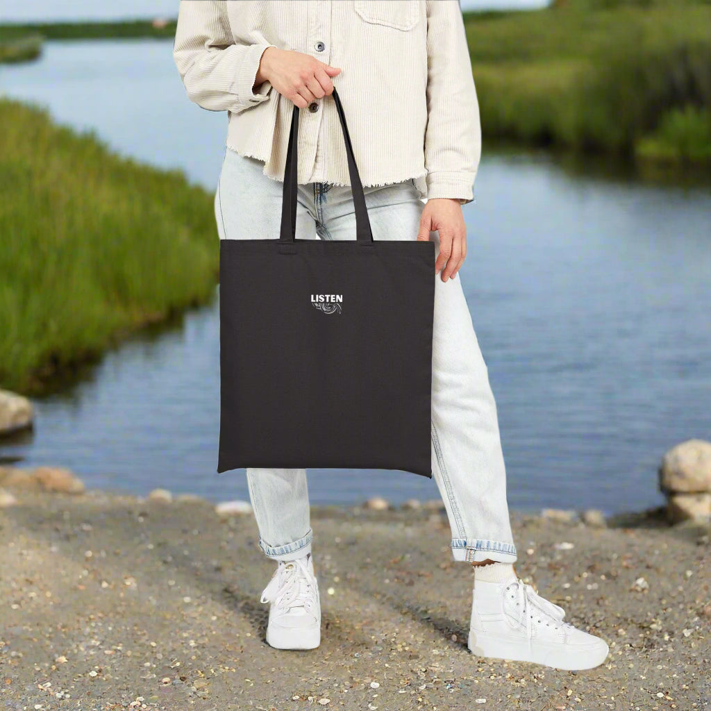 Listen | Ezekiel 43:2 Canvas Tote Bag | Two-Sided Design