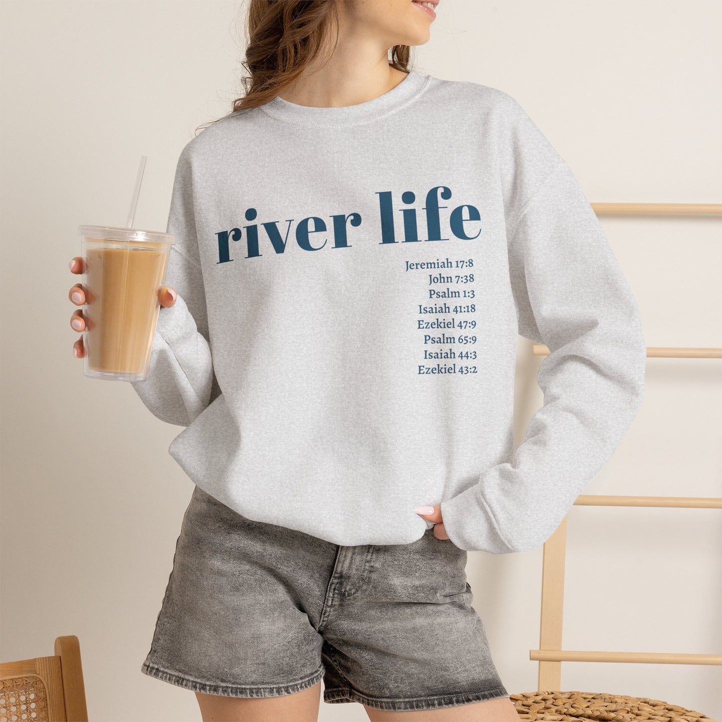 River Life - Scripture | Unisex Crewneck Pullover Sweatshirt