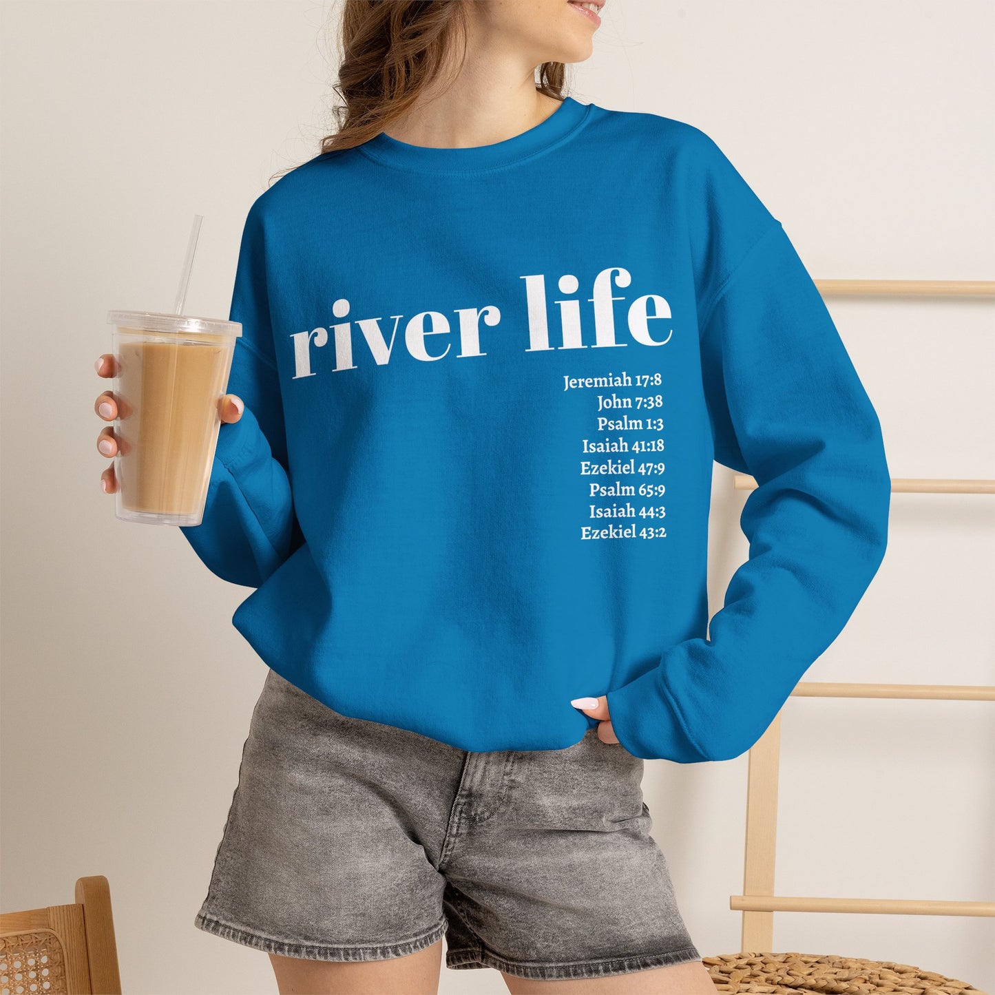 River Life - Scripture | Unisex Crewneck Pullover Sweatshirt