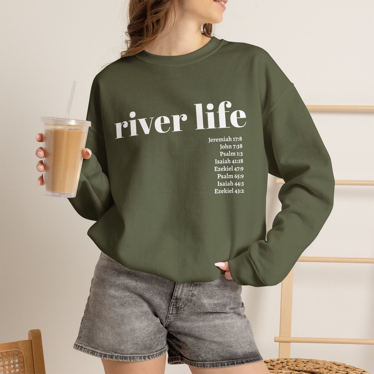 River Life - Scripture | Unisex Crewneck Pullover Sweatshirt