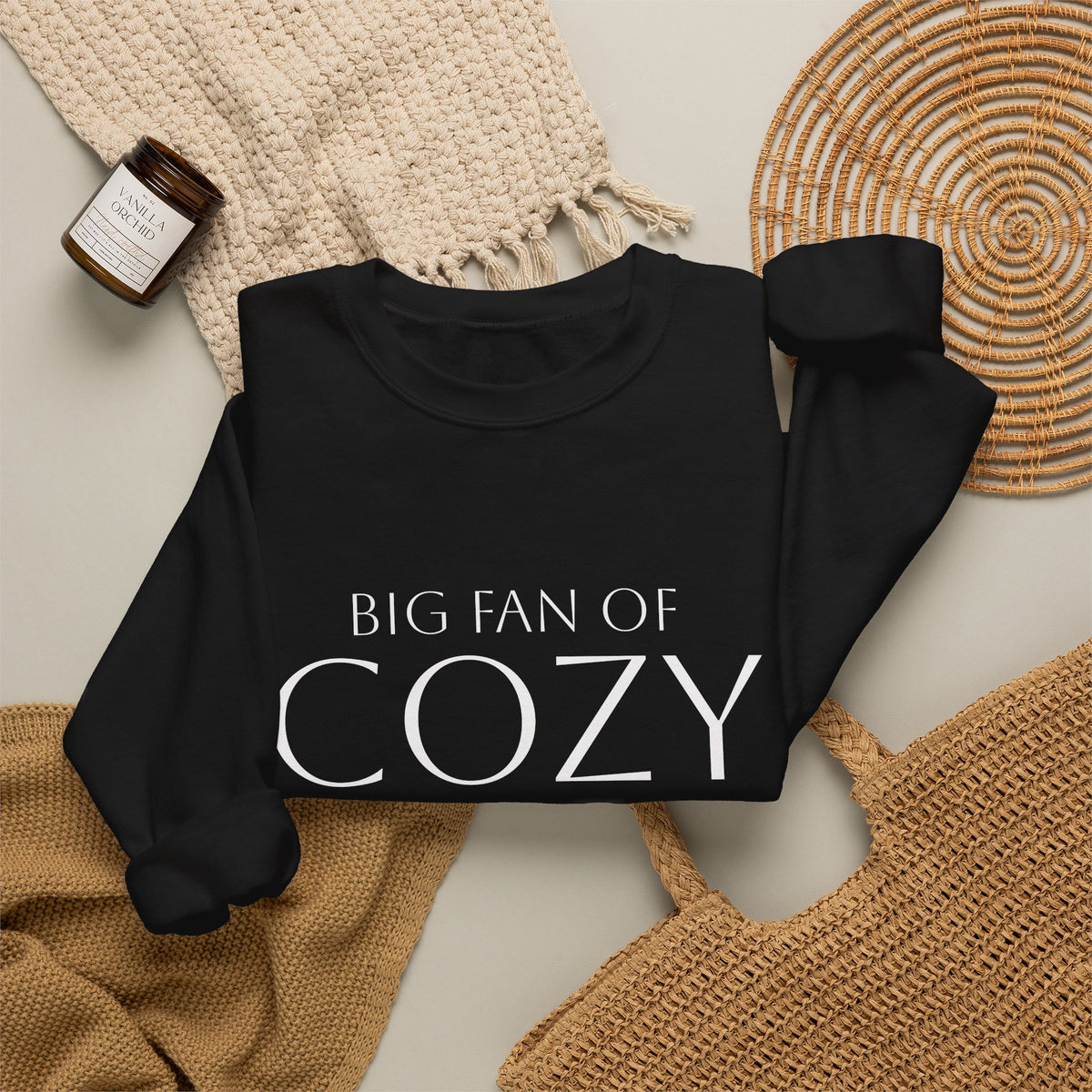 "Big Fan of Cozy" | Unisex Crewneck Pullover Sweatshirt