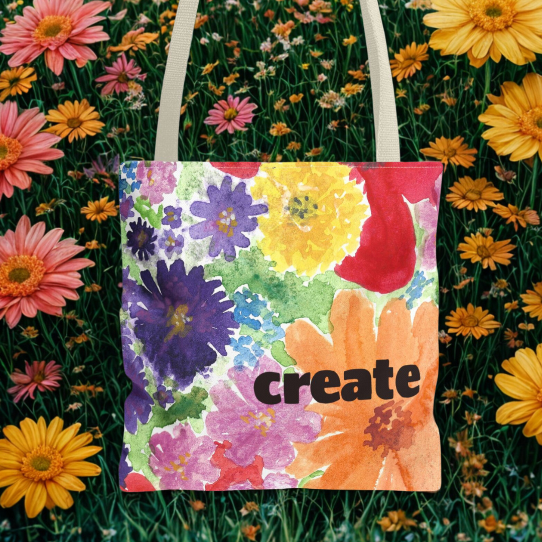 Colorful Floral Tote Bag - Personalize this Vibrant Original Design