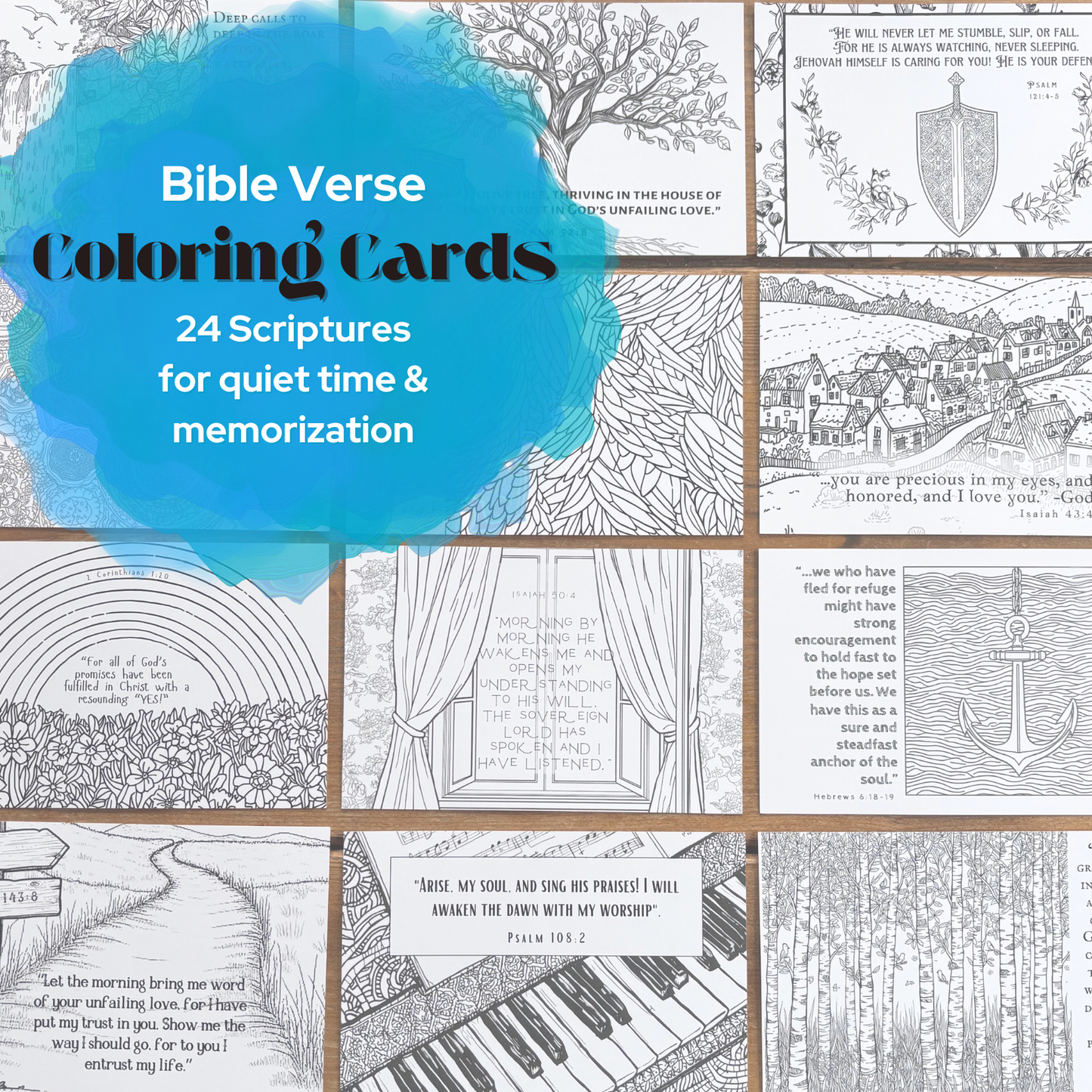 Bible Verse Coloring Postcards | Set of 24