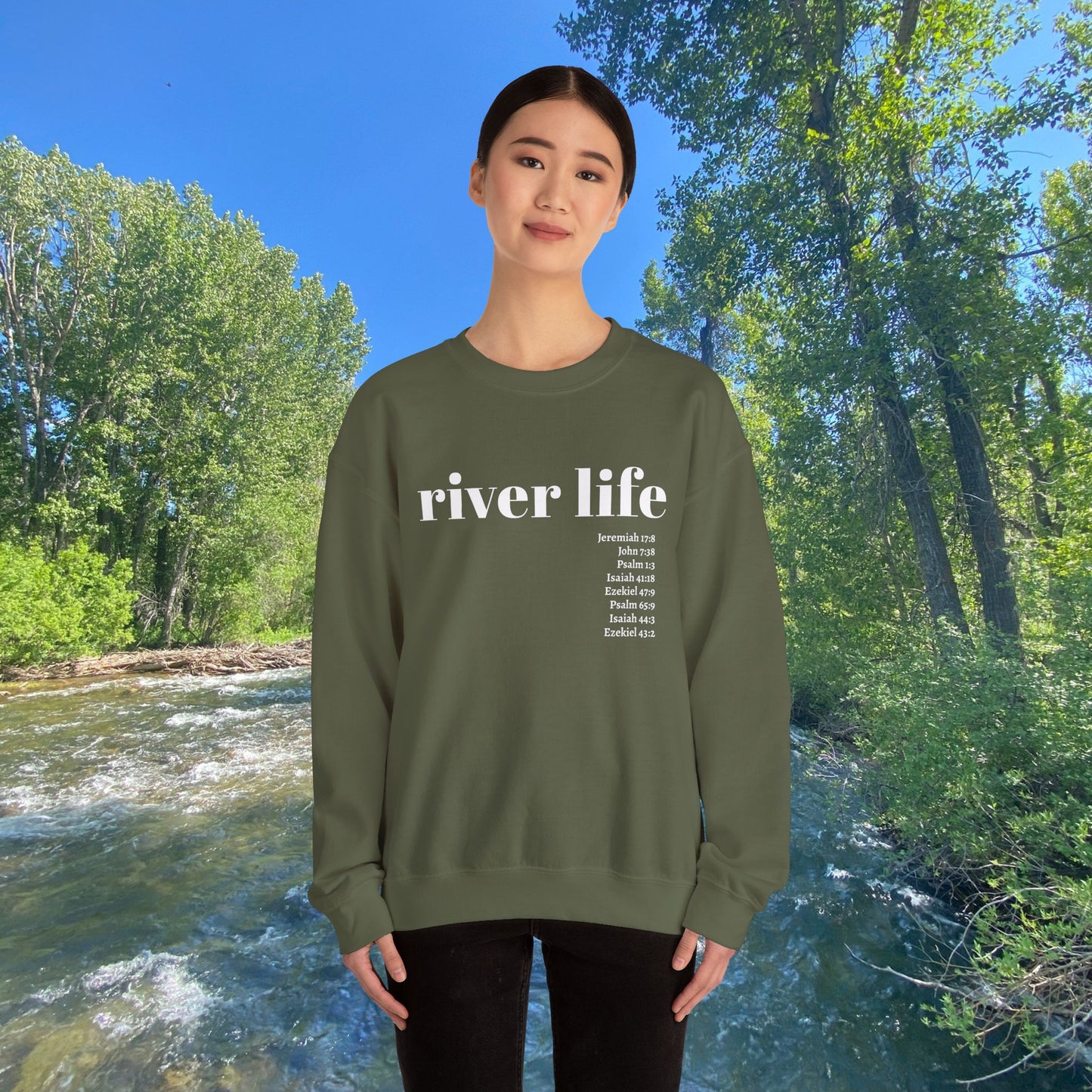 River Life - Scripture | Unisex Crewneck Pullover Sweatshirt