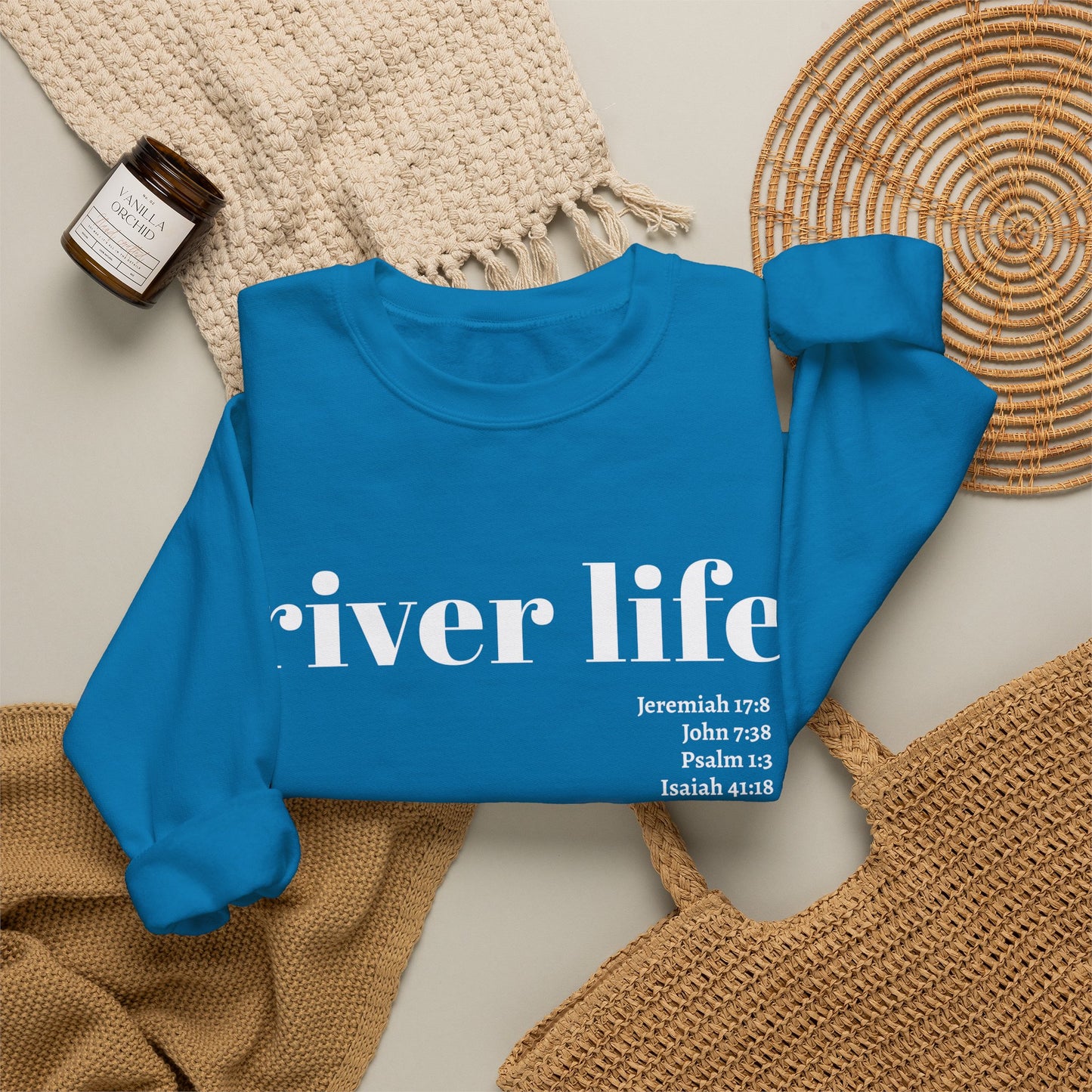 River Life - Scripture | Unisex Crewneck Pullover Sweatshirt