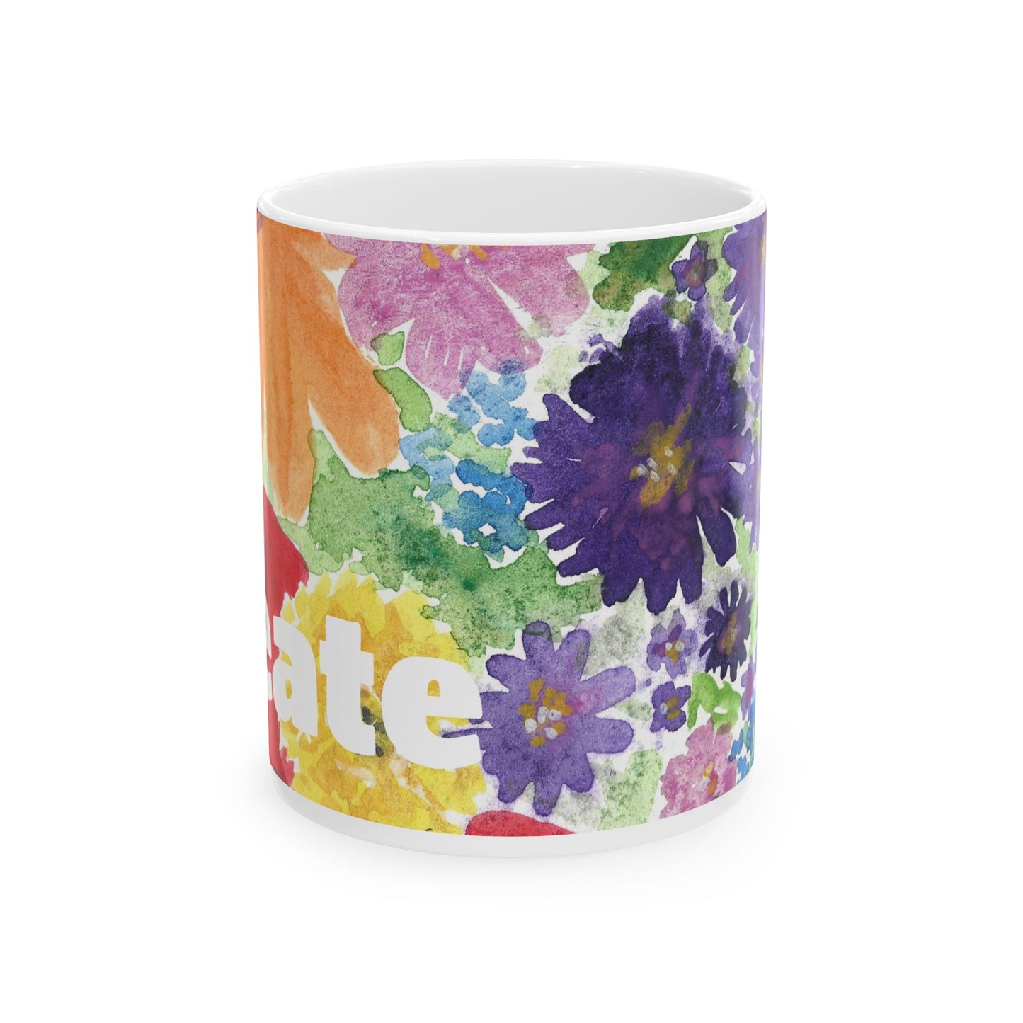 Vibrant Floral Ceramic Mug - 11oz - Original Art - Customizable