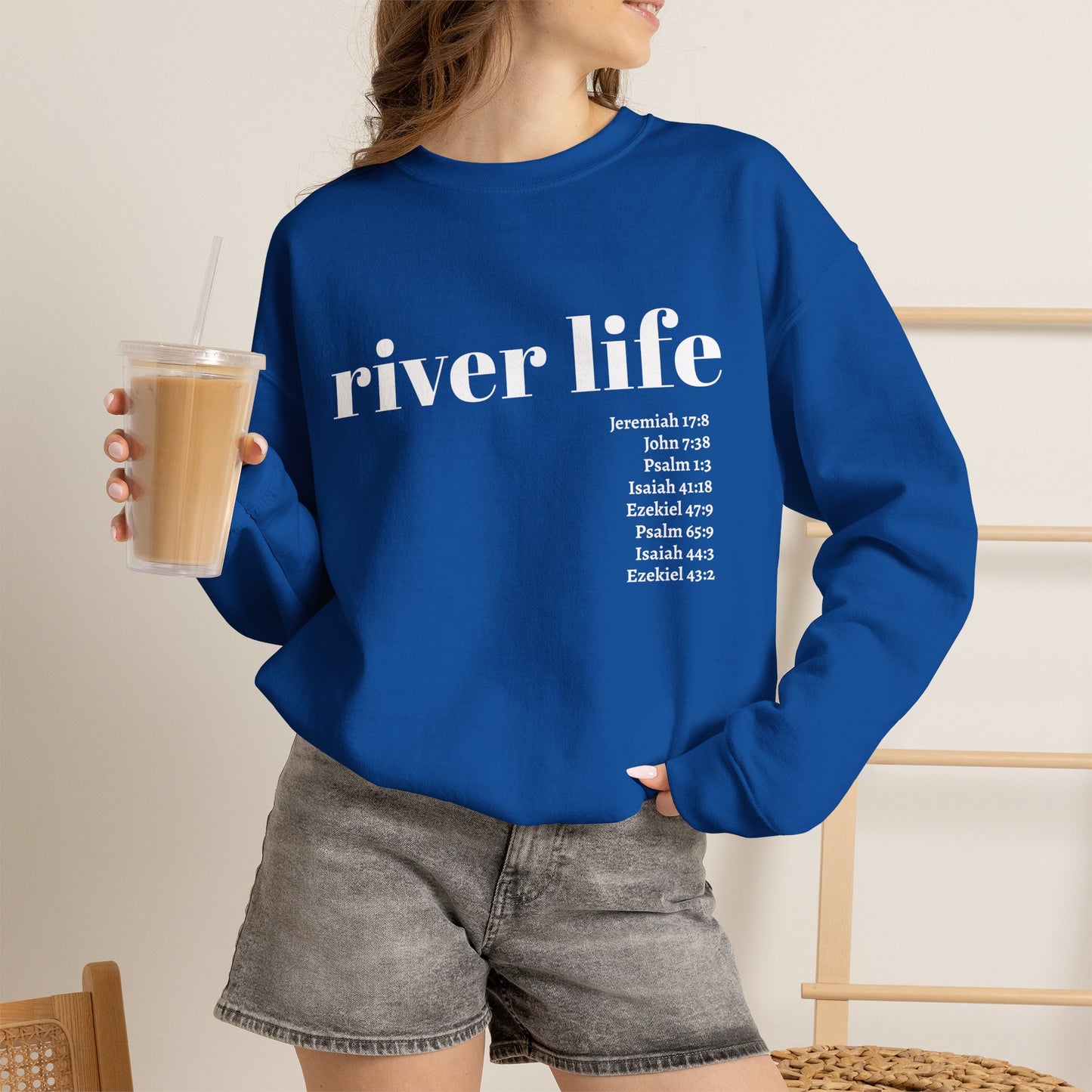 River Life - Scripture | Unisex Crewneck Pullover Sweatshirt