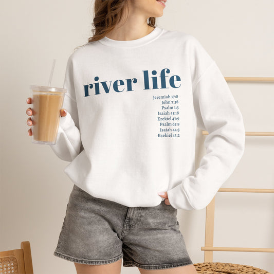 River Life - Scripture | Unisex Crewneck Pullover Sweatshirt