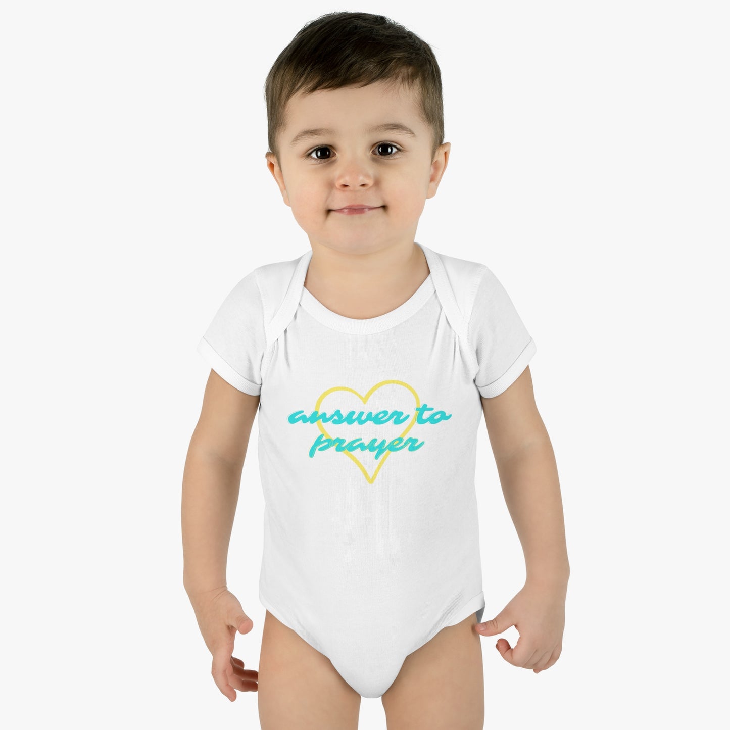 Answer to Prayer - Yellow Heart Onesie