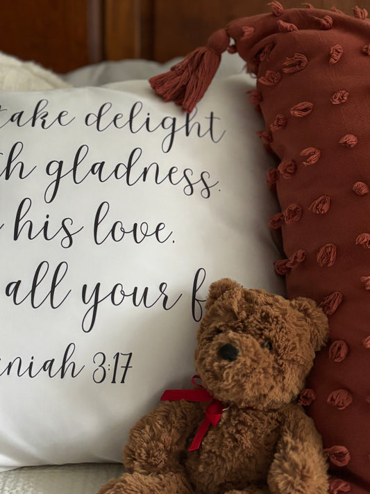 Zephaniah 3:17 Script STANDARD Pillow Sham
