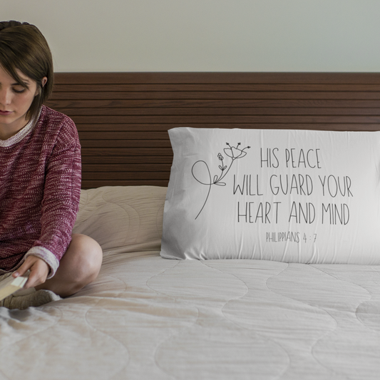 Philippians 4:7 Floral STANDARD Pillow Sham
