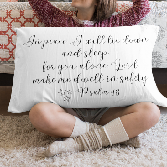 Psalm 4:8 Script & Stars STANDARD Pillow Sham
