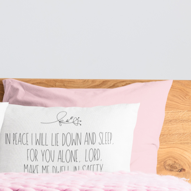 Psalm 4:8 Floral STANDARD Pillow Sham